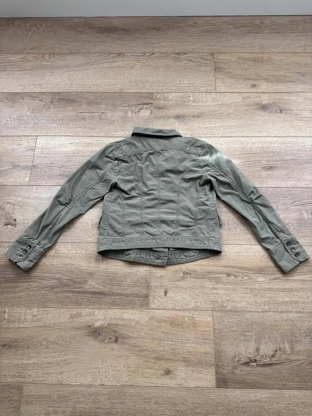 Eddie Bauer Ripstop Utility Jacket XS Olive Green Military Cargo Cotton Jacket